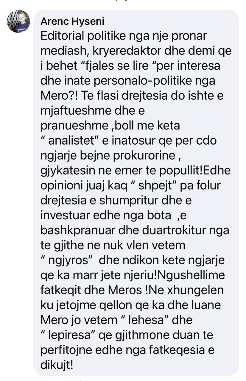 Pronari i gazetës Tema mbron Rilindjen. Komenti spektakolar që asfaltoi Mero Bazen 1 3213