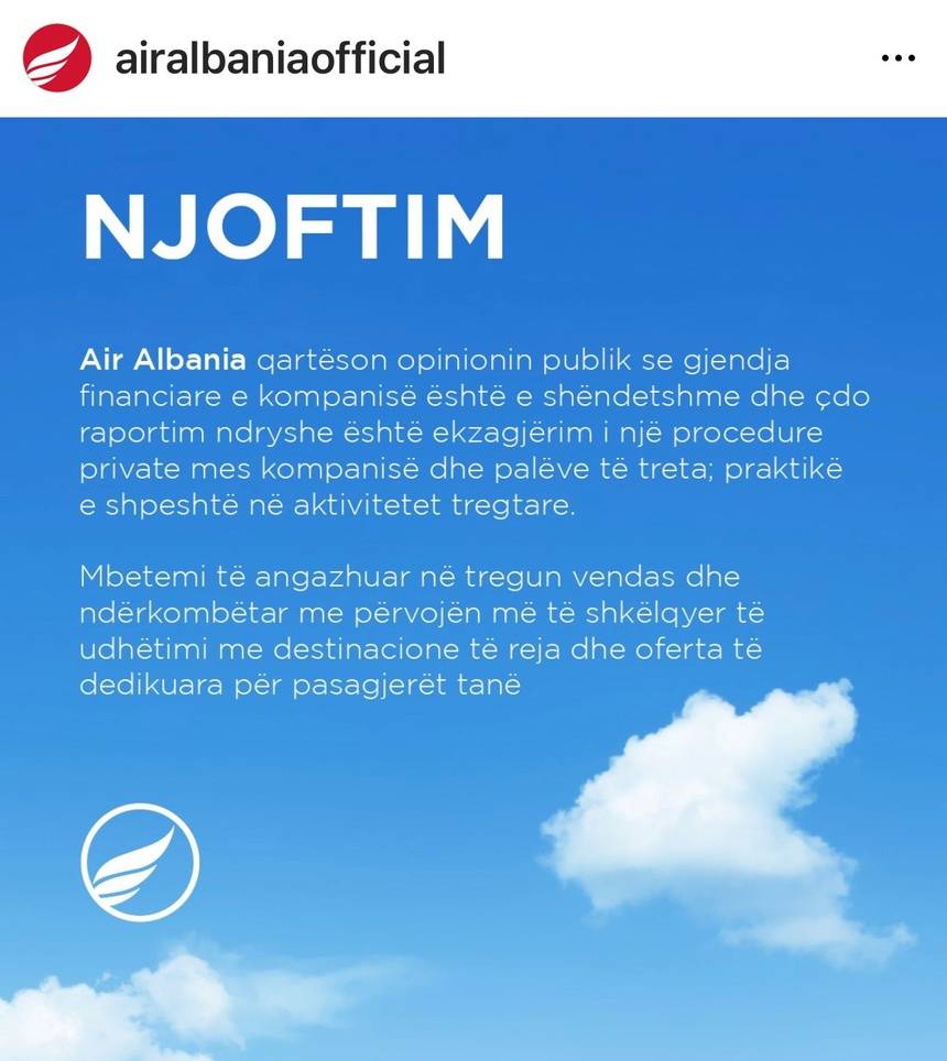 Air Albania: Pastrojmë ajrin nga lajmet e rreme, destinacione të reja dhe gati për fluturimet e festave 1 6E166934 3D13 4164 BCA9 40FE1FA5F47D