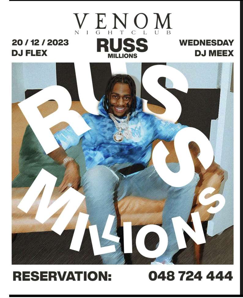 "Venom NightClub" në Prishtinë e nis sezonin dimëror me artistin ndërkombëtar, Russ Millions 1 4BAF2919 87FC 4789 B294 3B98997D626E
