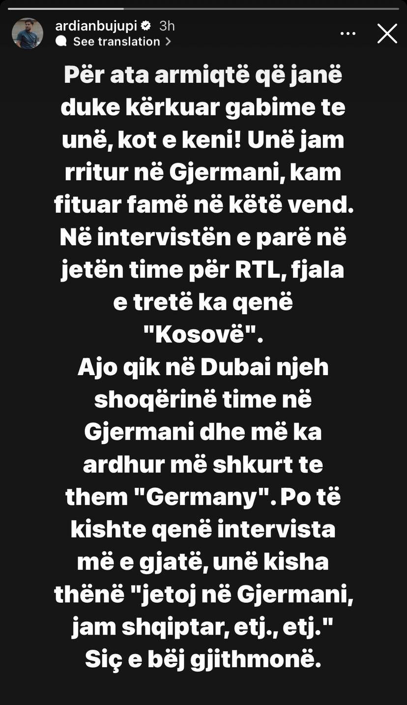 Mohoi origjinën, Ardian Bujupi reagon pas revoltimit të fansave 1 9C3221EE 3FD5 4CE3 89BB 61FD0F1EC78B