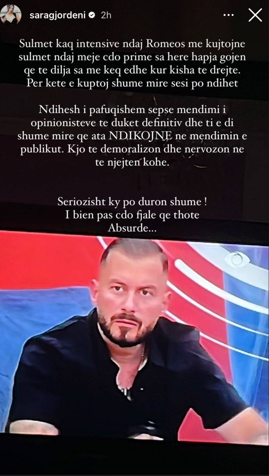 Sara Gjordeni në mbrojtje të Romeos:"Seriozisht ky po duron shumë!" 1 IMG 0722