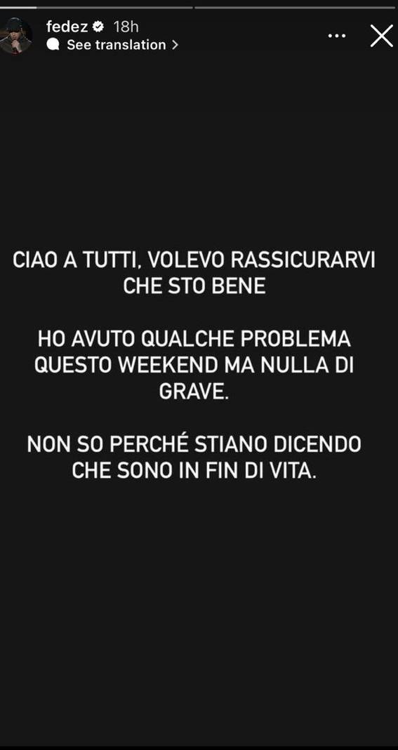 Fedez në gjendje jo të mirë shëndetësore, flet vetë ai 1 3AD1B2C0 AF5A 4357 B2C3 127F8414D96C