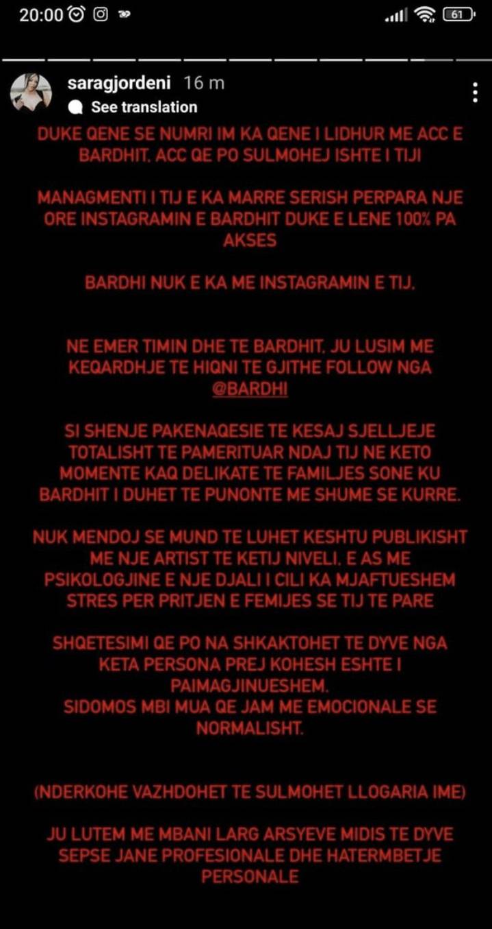 Sërish përplasje mes Bardhit dhe menaxherit, reagon Sara: Shqetësim i paimagjinueshëm 1 38D41F5C DCED 4F57 92B3 0DB6DFFCA381