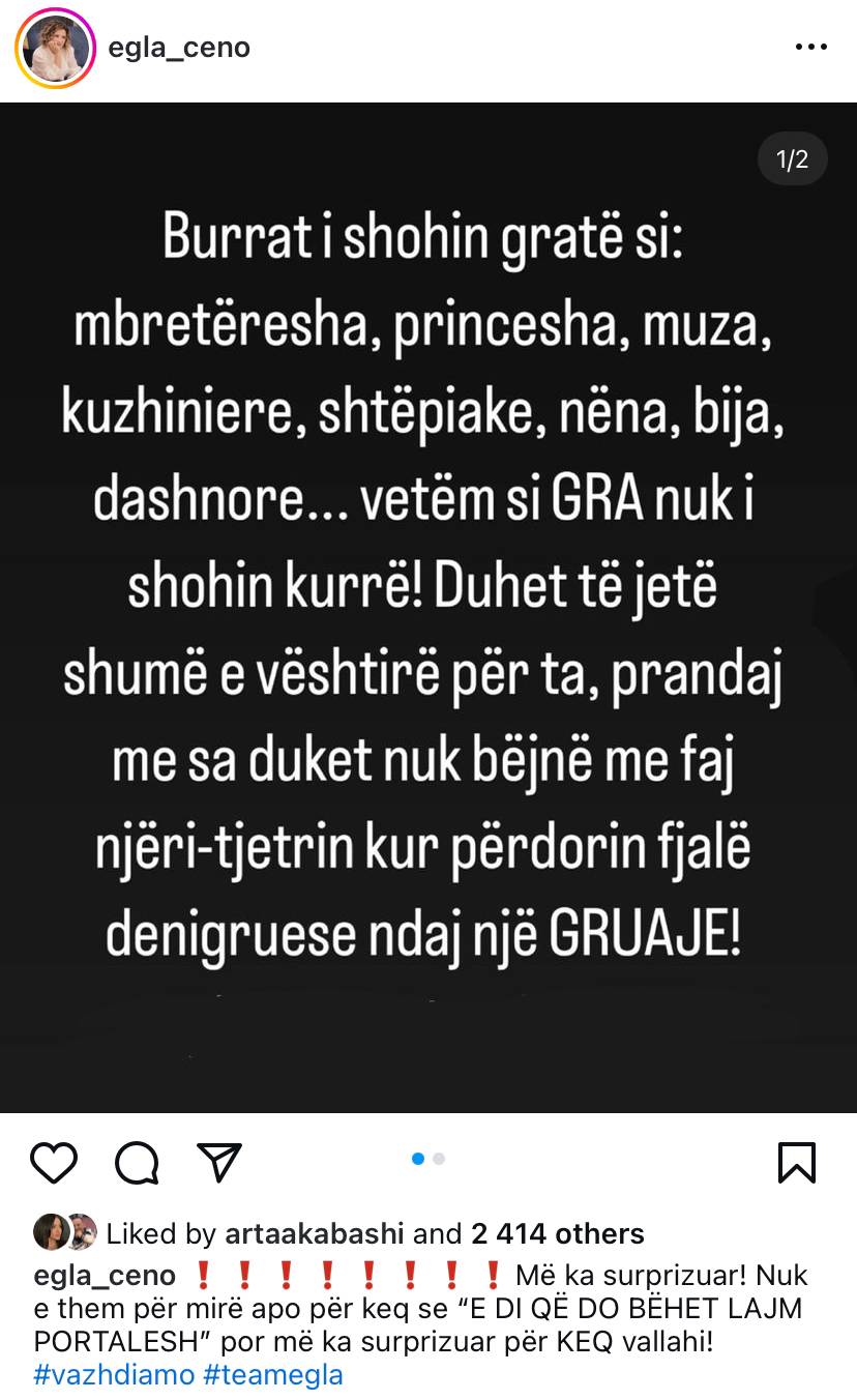 Egla i kundërpërgjigjet Gent Zenelajt: Burrat i shohin gratë si shërbëtore 2 743C91AD FB89 4BF9 B9F1 625F9F260523