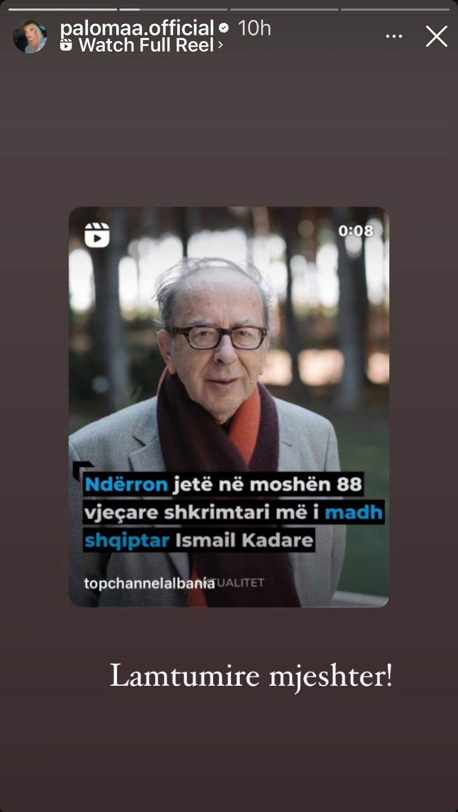 Cila nga vajzat e showbizit e ka ndjerë më shumë ikjen nga jeta të Ismail Kadaresë? 3 483C3A2F 7F2C 49D9 B310 360B8953A7AF