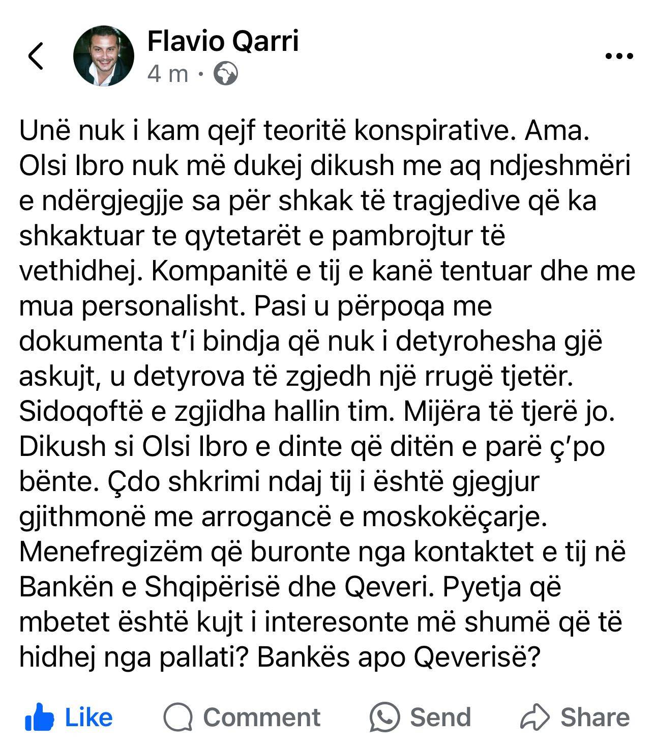 Gazetari Flavio Qarri ngre dyshime: Olsi Ibro i mikrokredive u vetëvra apo u vra? 1 538FBB78 94E9 49CC A1C2 AF93C1C2E7F3