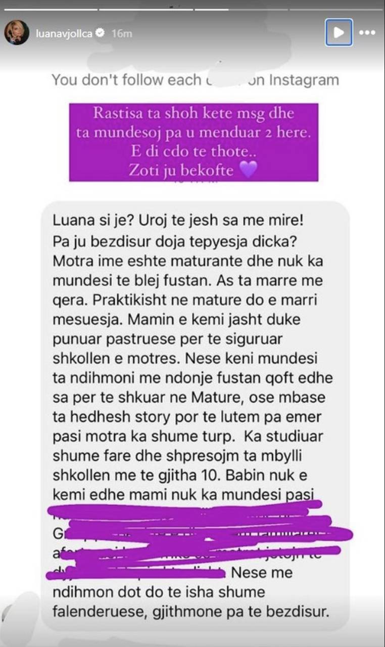 “Nuk e mendova dy herë”, Luana Vjollca bën gjestin e veçantë për vajzën në nevojë! 1 DB8CFFA3 4332 4AC0 BA38 97C0A25AF6AD