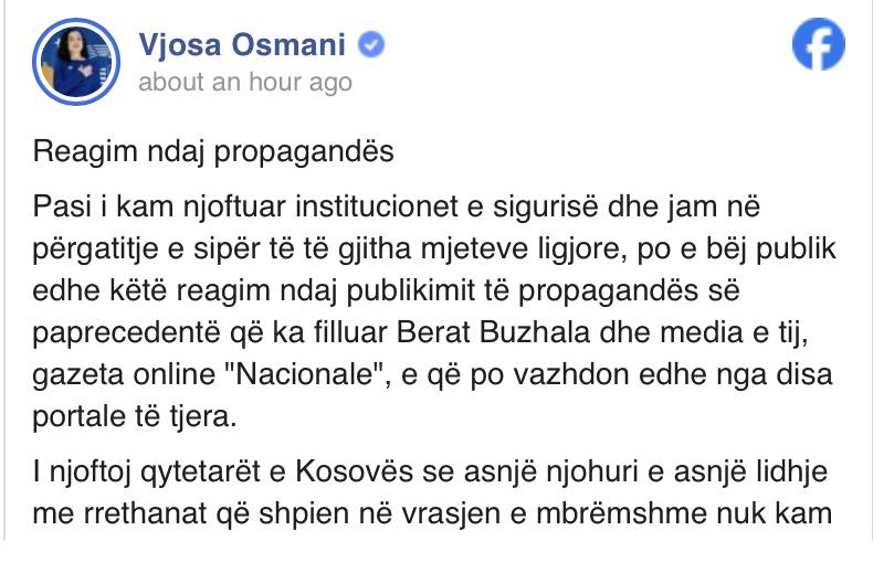 Polici vrau të afërmin e saj, reagon Vjosa Osmani 1 89971A99 1470 4D31 A420 C817D987182E