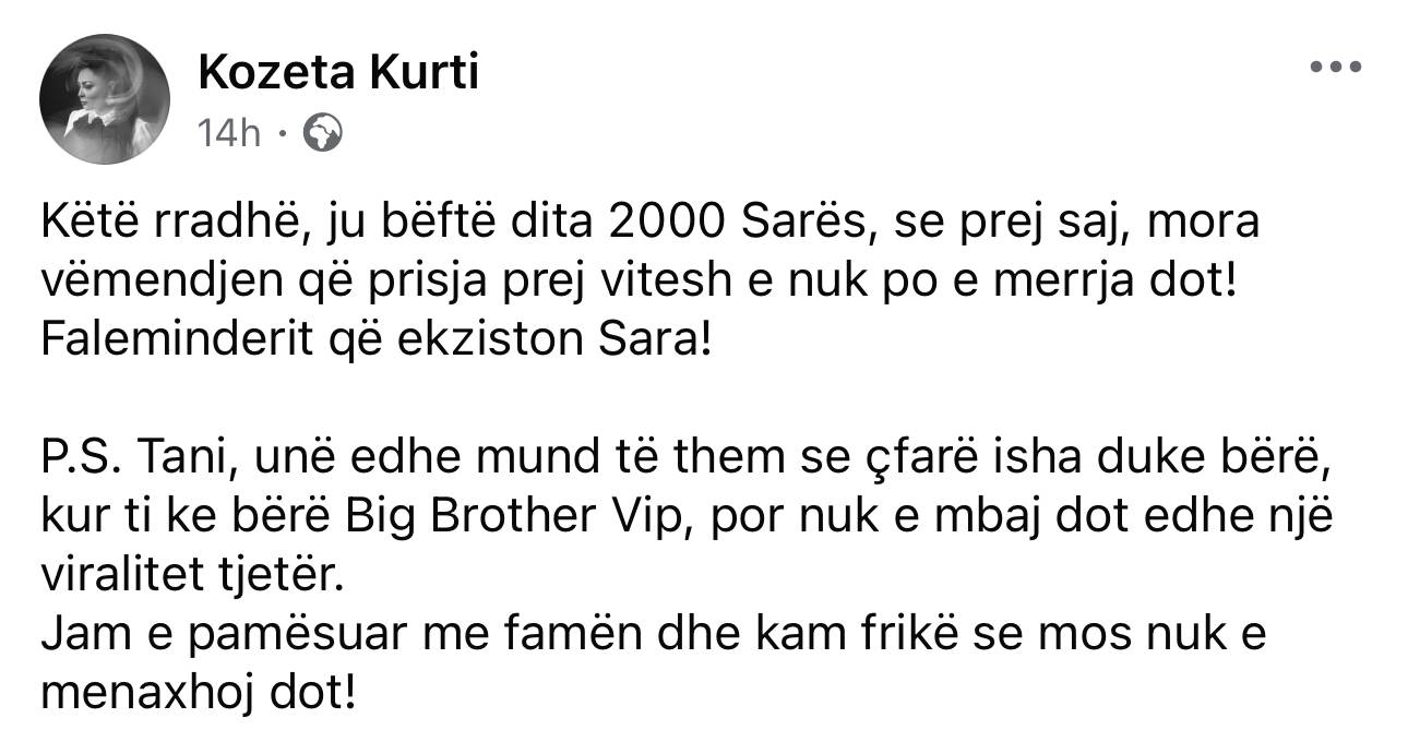 Vazhdon sërish debati Sara-Kozeta! Kundërpërgjigja e Sarës vjen menjëherë 1 IMG 6320
