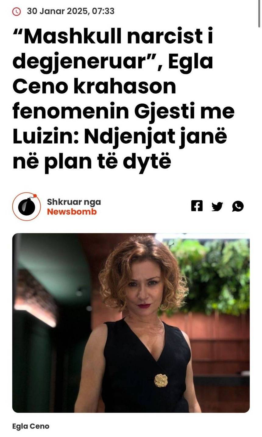 E vërteta e deklaratës të Egla Cenos, për Gjestin dhe Luizin. Fjalët "toksik", "mashtrues" dhe "narcist" janë të komentuesve jo të fitueses së BB VIP Albania 3 2 2dd404fd e03a 41b5 9bcc 42f9787ca727