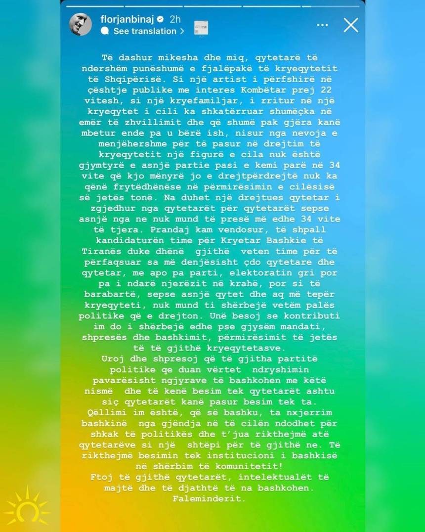 Florjan Binaj shpall kandidaturën për Bashkinë e Tiranës? 1 IMG 4111