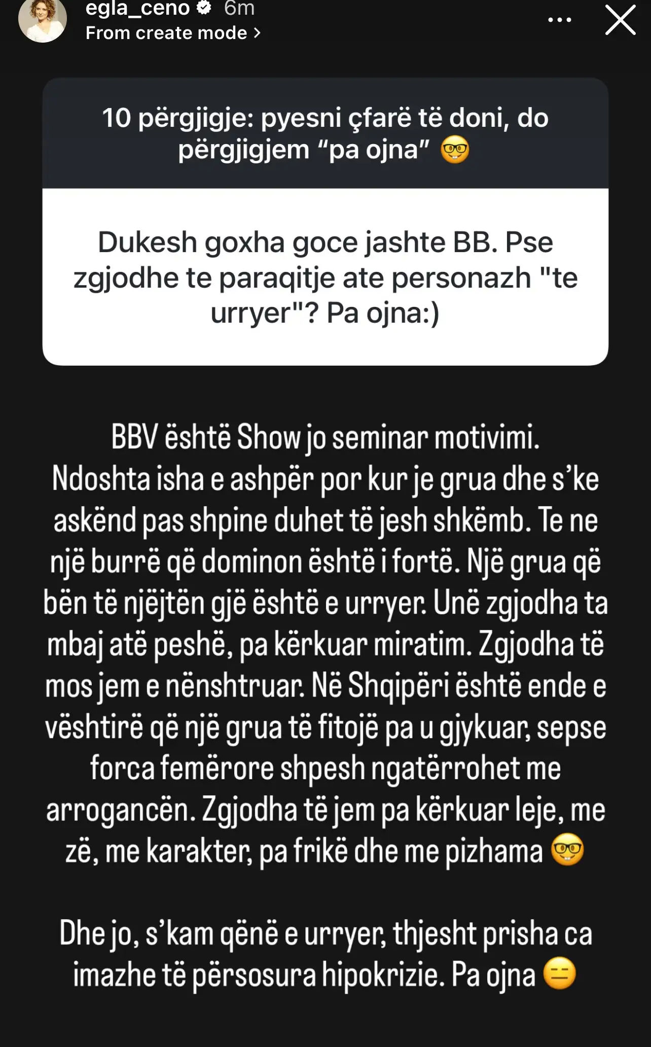 Egla Ceno i rikthehet sërish BB VIP: Prisha ca imazhe të përsosura hipokrizie 1 IMG 4682