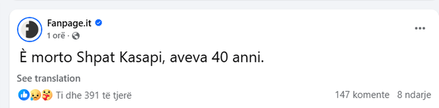 Nga Fanpage.it deri tek mediat prestigjoze në amerikë, pasqyrojnë ndarjen nga jeta të Shpat Kasapit 1 IMG 7235