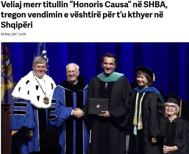 Pas 9 vitesh zbulohet mashtrimi i Erion Veliajt: "Nuk i është dhënë kurrë titulli “Doctor Honoris Causa” nga Grand Valley State University në SHBA 1 pas 9 vitesh zbulohet mashtrimi i erion veliajt nuk i eshte dhene kurre titulli doctor honoris causa nga grand valley state university ne shba