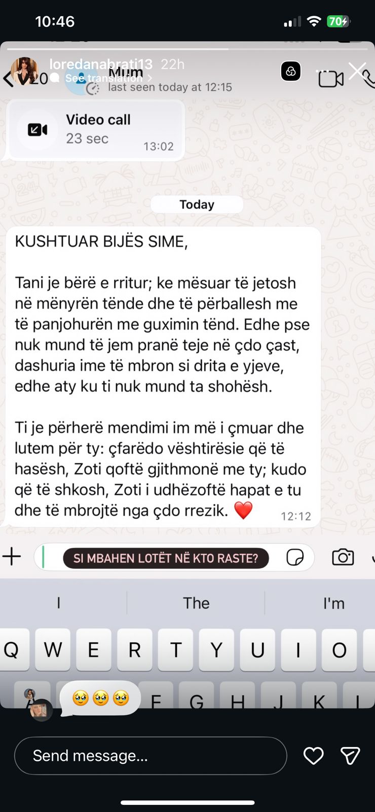 Loredana Brati merr mesazhin emocionues nga mamaja: "Si mbahen lotët në këto raste?" 1 237d2c5b a498 42c4 aa03 0fe85a120d8f