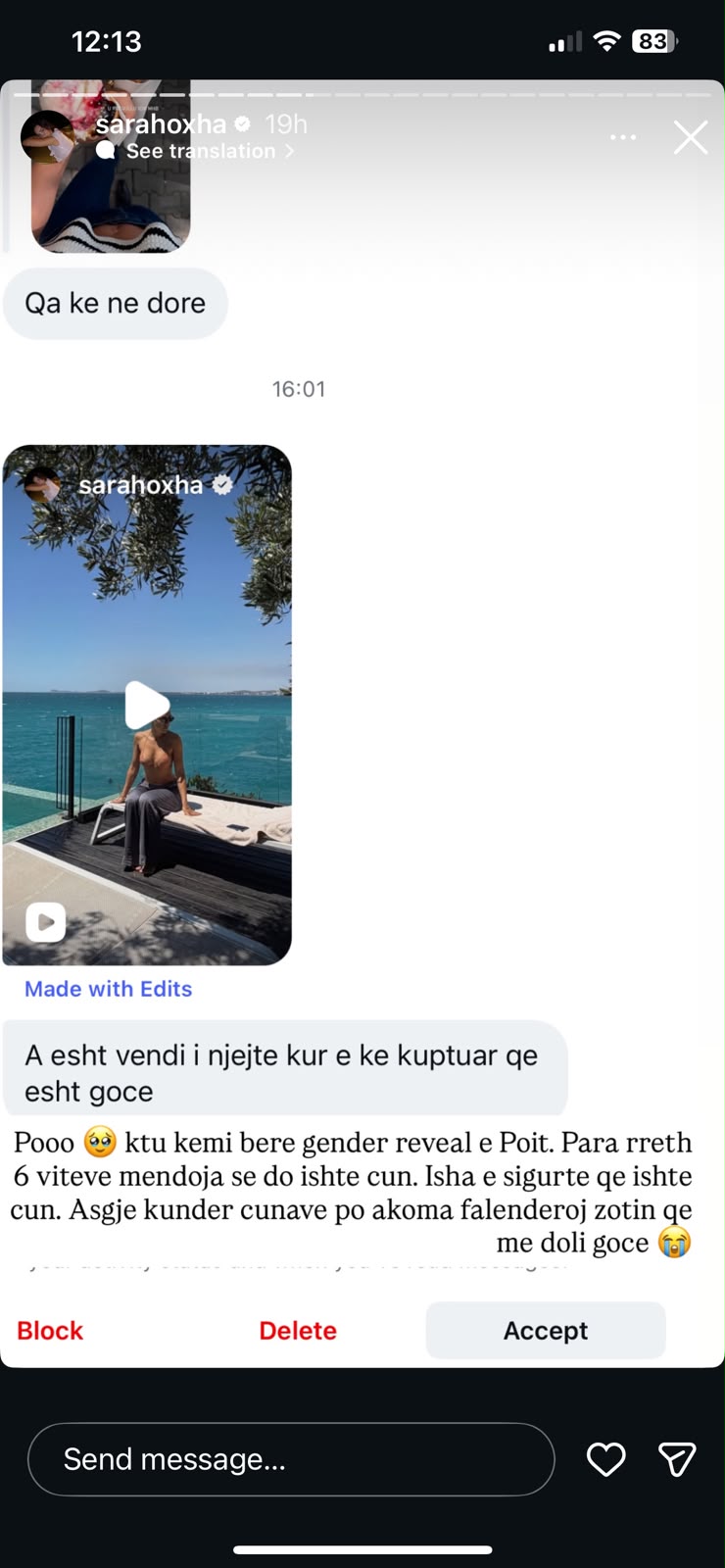Sara Hoxha rikthehet pas 6 vitesh me Poin në vendin ku zbuloi gjininë: “Falënderoj Zotin që më doli gocë” 1 AE11B4BE BA31 400E AFA3 DBB542C3AA84 EC12218D FF76 4E6A 973A BDE22D3D803B