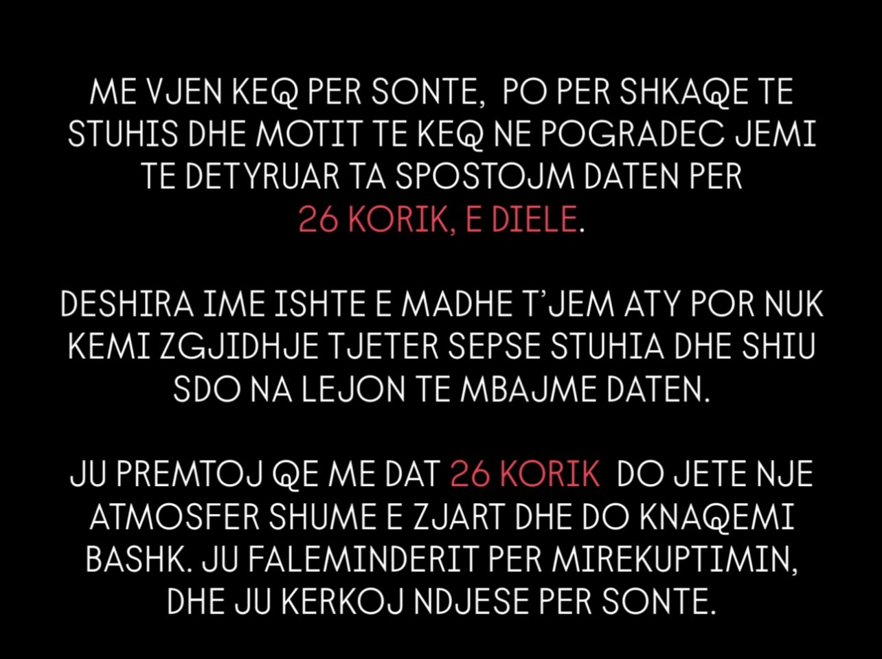 “Më vjen keq për sonte”/ Melinda Ademit i ndodh e papritura, detyrohet të shtyjë koncertin 1 IMG 2304